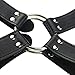 iiniim Men's Adjustable Leather Body Chest Harness Belt (Black X-Shape, One Size)