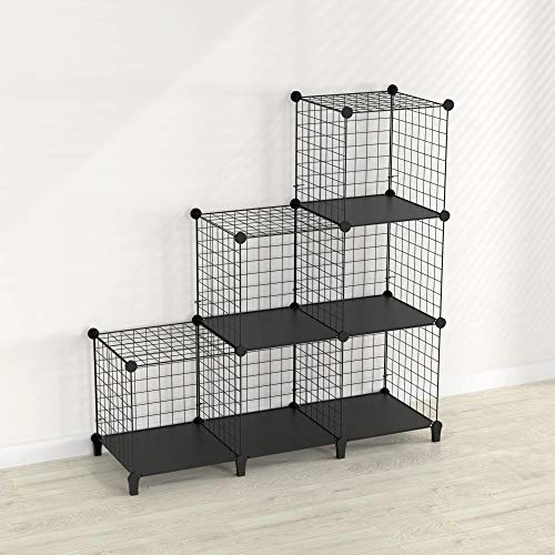 SIMPDIY Storage Cubes with Metal Wire Mesh 6 Cubes Bookshelf 37x12