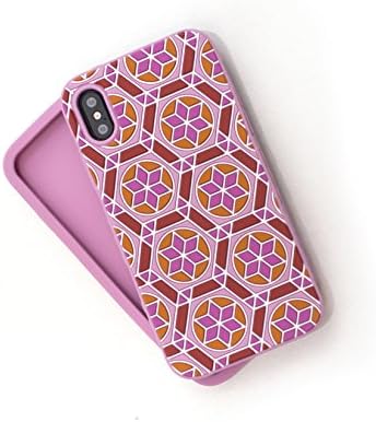 Tech Candy iPhone X Kaleidoscopic Phone Case Soft Silicone 3D Texture Protective Durable Pretty Designer Girls Teenagers Womens Shock Absorbing Beautiful Pink Orange Tile Pattern Fahion