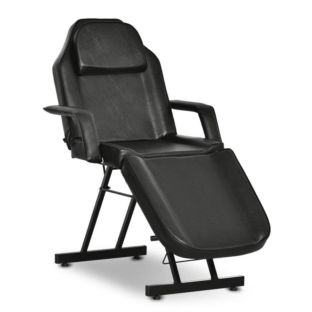 OKAKOPA Spa Tattoo Beds, Facial Massage Table Tattoo Chair Adjustable Salon Beauty Personal Care Equipment Tatsoul Chair with Towel Holder Black: Beauty