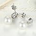 VANKER Women 925 Sterling Silver Round Stud White Shell Pearl Earrings
