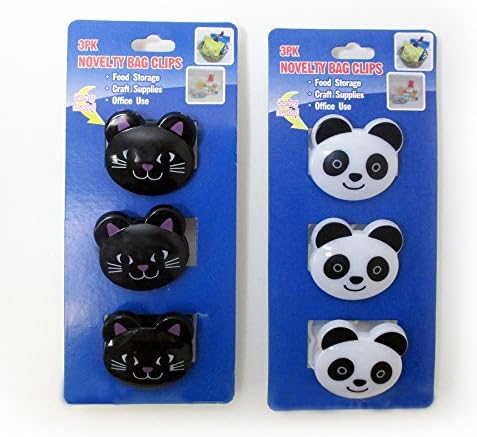 6 Pc Panda Cat Chip Bag Sealing Clips Food Storage Seal Tight Kitchen Snack