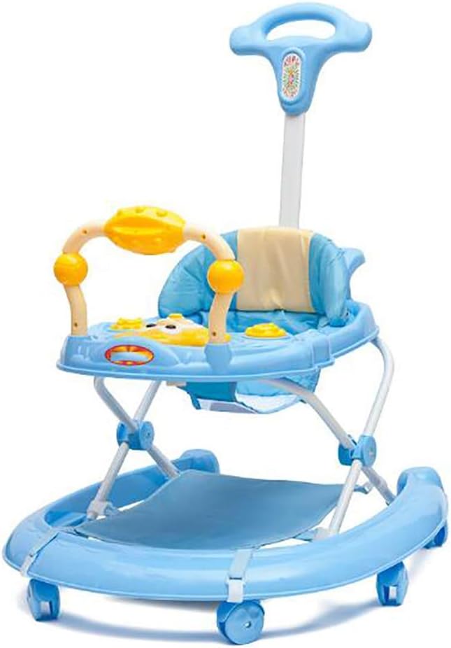 Yuany Baby Walker Foldable Activity Walker Helper with Adjustable Height Baby Activity Walker Baby Walker Push Along with High Back Padded Seat 6-18Months Toddler First Steps,Blue