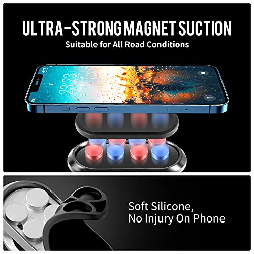 HUANLI Car Magnetic Phone Mount Upgrade 8X Magnets Magnetic Phone Holder for Car Ultra-Strong Magnet Suction Cell Phone Holder Dashboard 360° Rotation&View Universal Compatible for All Phones(Silver)
