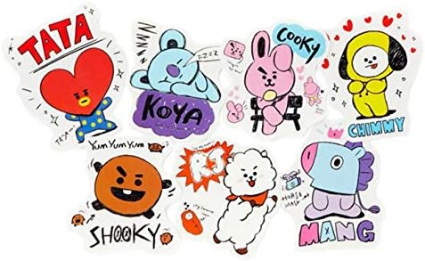 YHaoao Elegant BTS Stickers Bangtan Boys Support Light Cute Cartton Photo Stickers for Laptop Decoration Cellphone Decals(7PCS) in fine Style(None BT21 Sketch Sticker)