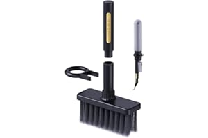Hagibis Cleaning Soft Brush Charcoal Infused Bristles Keyboard Cleaner 5-in-1 Multi-Function Cleaning Tools Kit Corner Keycap Puller Remover Multi Brush for PC Laptop Airpods Pro Camera Lens (Black)