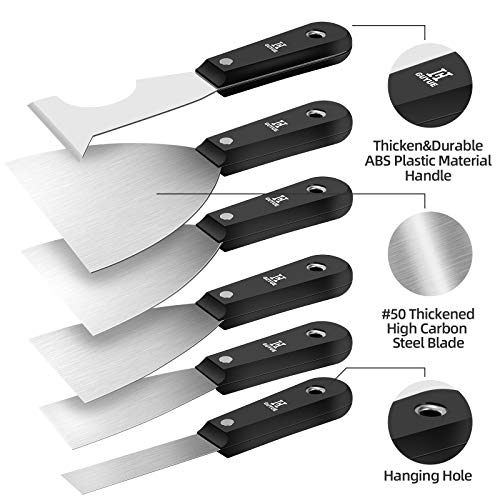 GUYUE Best Putty Knives Steel Putty Knives 6 in 1 Scraper Tool, Putty