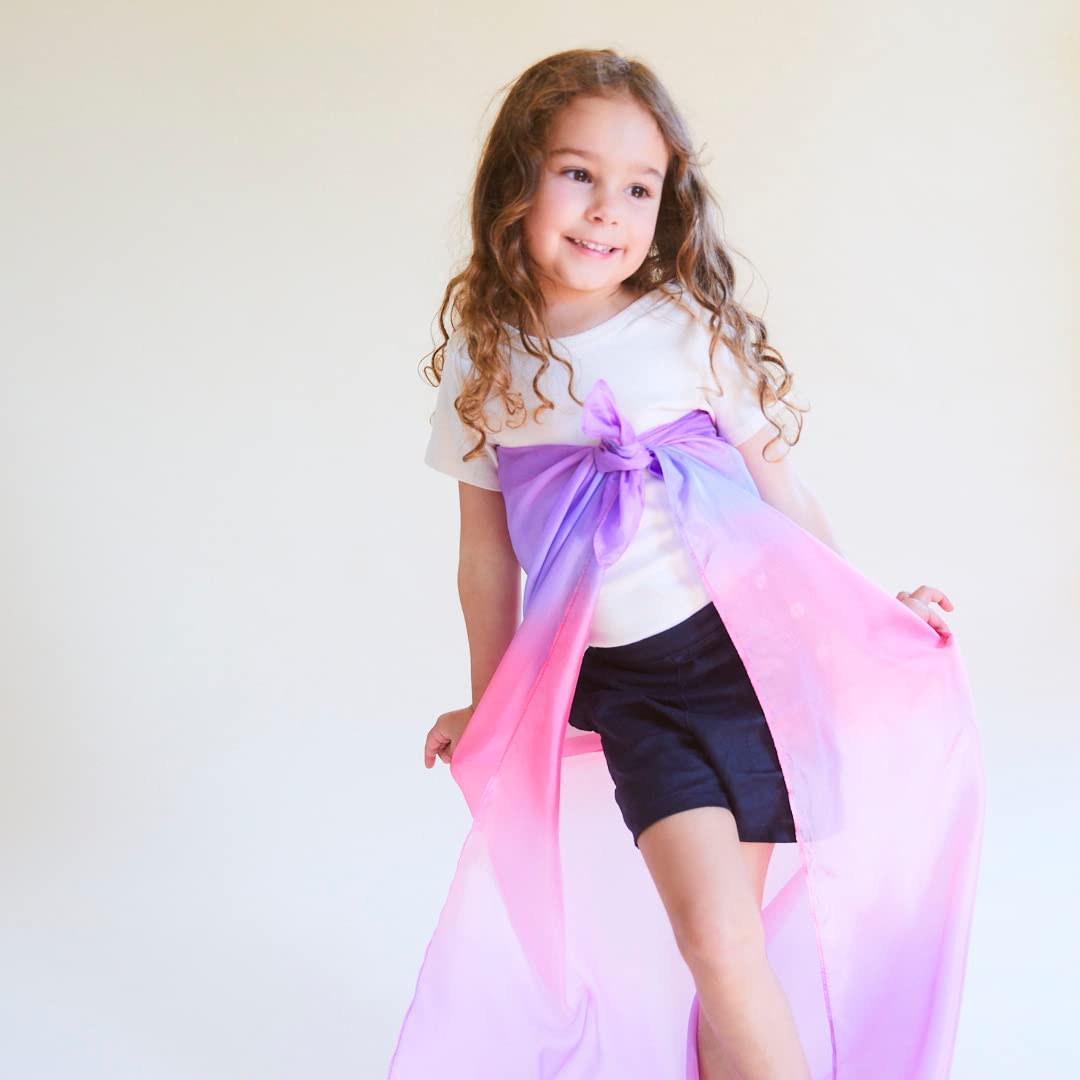 Sarah's Silks Set of 5 Enchanted Playsilks - 100% Silk Play Scarves for Kids and Toddlers | Bright Colored 35