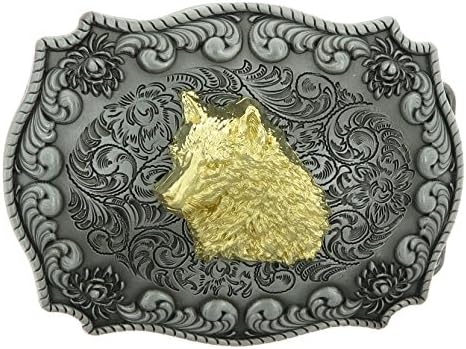 Western Wolf Head Belt Buckle