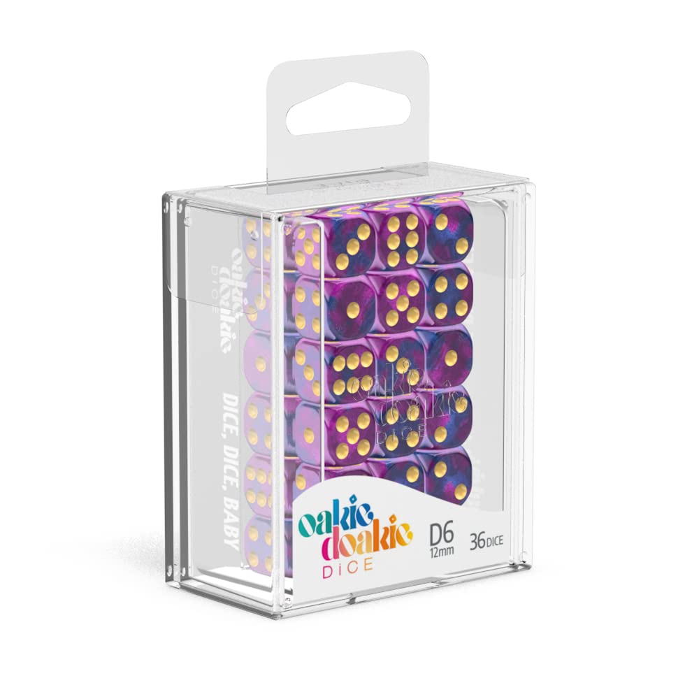 Oakie Doakie Dice D6 Dice 12 mm Gemidice - Amethyst (36) Role Playing Board