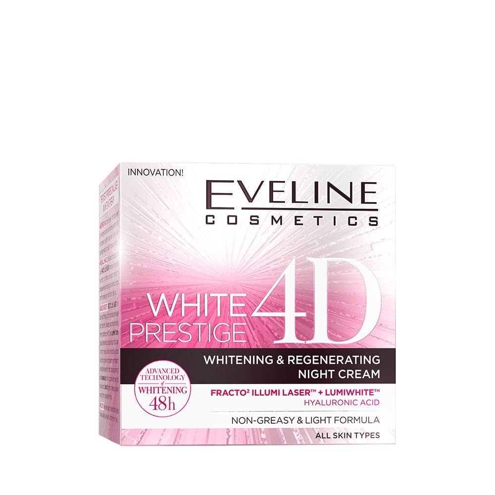Eveline Cosmetics White Prestige 4D White Prestige 4D Whitening & Regenerating Night Cream with Fracto Illumi Laser Technology, 50ml