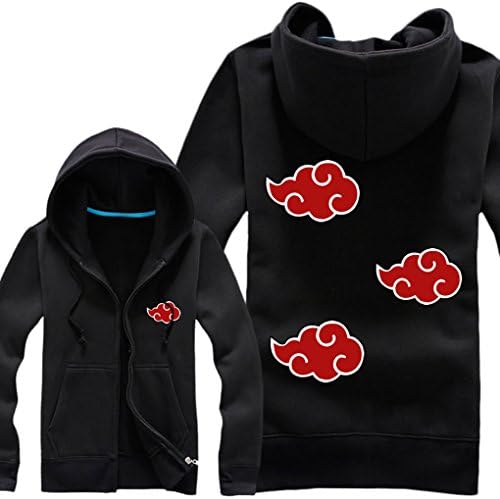 CosEnter Anime Naruto Akatsuki Black zipper Hoodies Size L