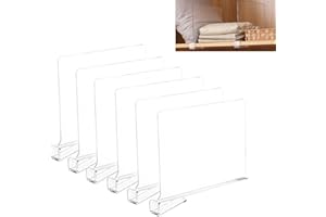 Ayuanb 6 Pack Acrylic Shelf Dividers for Closet Organization, 11.7 x 8.1 Inch Clear Closet Dividers for Wooden Shelving, Closet Shelf Divider Organizer for Clothes, Book, Hats and Handbags in Bedroom