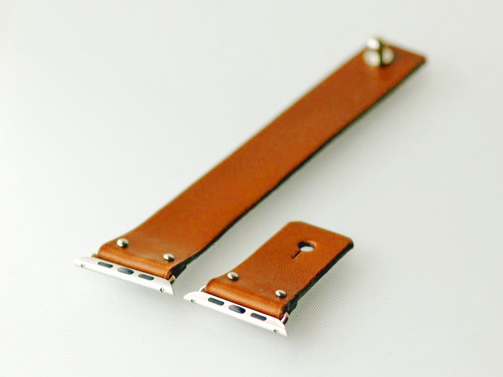 Handmade Apple watch Strap, Brown color Single tour Vegetable tanned leather watch strap bracelet in Minimalist & Zen style