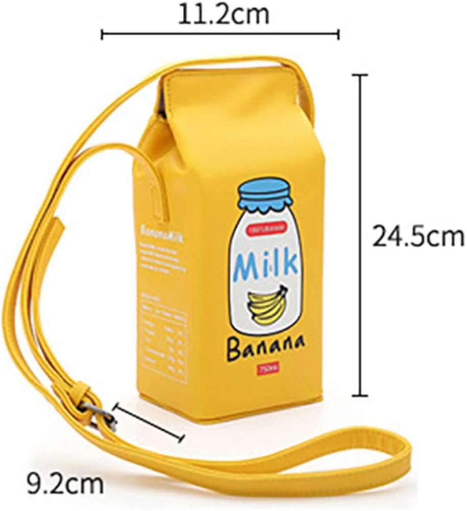 Womens PU Leather Cute Milk Box Crossbody Bag Waterproof Casual Phone Purse Shoulder Bag Travel Bags for Ladies and Girls (Yellow) - Image 4
