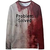 Softwolf Problem Solved Bloody Long Sleeve Shirt I'm Fine Tshirt Halloween T-Shirt for Adult Men Women