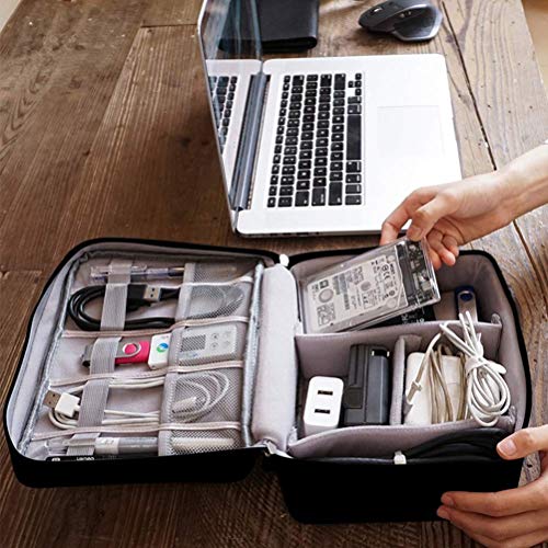 Electronic Organizer,Yudeg Electronics Accessories Travel Case USB Cable Drive Storage Bag for Portable Charger, Cables,Earphone,Mobile Phone (Black)