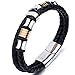 Jstyle Stainless Stee Braided Leather Bracelet for Men Rope Magnetic-Clasp 7.5 Inch