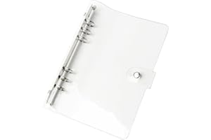 NATSUMEBASICS Clear A5 Binder Cover Notebook Shell with Snap Button Closure 6 Ring Loose Leaf Binding Covers for Traveler Planner Diary Pages (Silver Rings, A5 Binder)