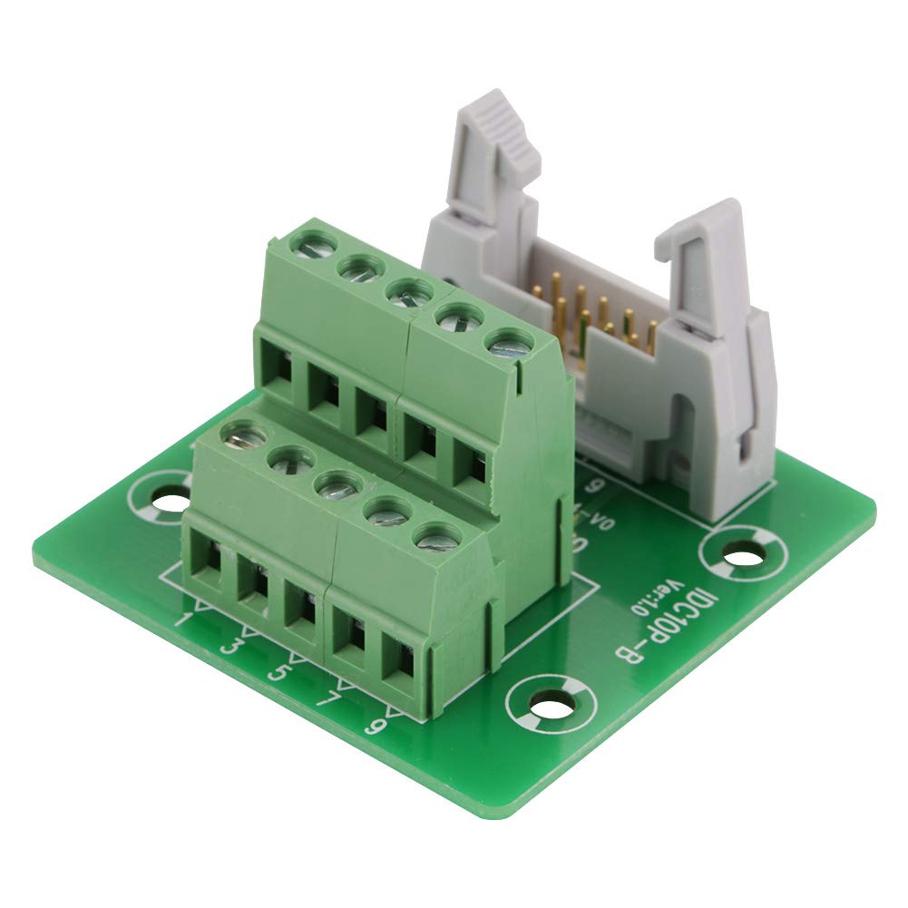 PLC Breakout Board, IDC10P 10Pin Male Header Breakout Board Terminal Block Connector PLC Interface with Bracket idc10p 10pin male header terminal block connector breakout board