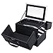SONGMICS Makeup Organizer case Makeup Train Case Mini Alumi Cosmetic Organizer Box with Mirror 2 Trays Black UMUC11B