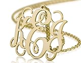 Monogram Necklace 18k Gold Plated Personalized Initial Name Necklace