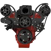 Black All Inclusive High Mount Serpentine System for Chevy LS Engines
