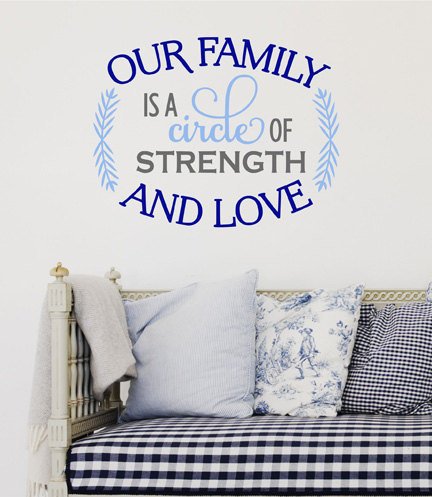 Family Wall Decal Quote, Circle of Strength, Home Quote, Kitchen Decals, Vinyl Lettering, Bedroom Decor, Inspirational Quote, Decals XE40