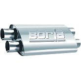 BORLA 400286 ProXS Universal Perf. Muffler 2.5" Dual Inlet / 2.5" Dual Outlet" x 9.5" Oval x 19" Long Body 24" Overall Length Reversible Design Onternal X-Pipe T-304 Stainless Steel