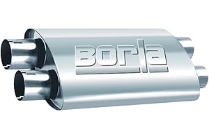 BORLA 400287 ProXS ProXS Muffler 2.25" Dual Inlet/ 2.25" Dual Outlet, 4" x 9.5" Oval, 19" Long Body, 24" Overall Length. Internal X-Pipe. Universal Part. Reversible Design.