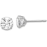 10k Solid White Gold Polished 5mm Cubic Zirconia Stud Post Earrings 5x5mm Wide Stud Earring for Women