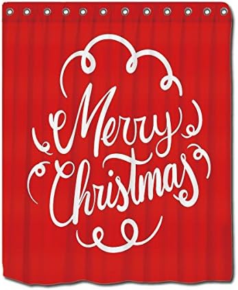 YYT Personalized Shower Curtains Classic Red White Merry Christmas Typography Shower Curtain 60"X72"