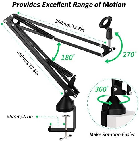 Blue Yeti microphone displayed on a desk with a clip attachment.