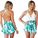 Moxeay Deep V Neck Playsuit Backless Chiffon Short Jumpsuit (M, Green)