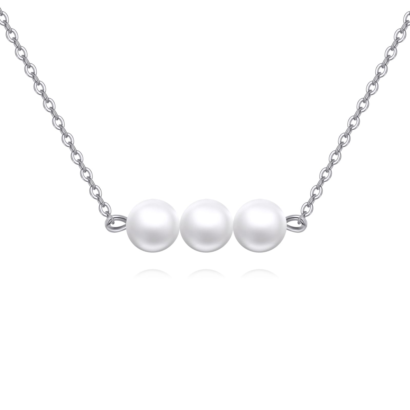 Vadmans 3 Pearls Necklace for Women Sterling Silver Freshwater Pearl Jewelry Gift for Girls