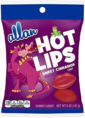 ALLAN HOT LIPS Gummy Candy, Sweet Cinnamon, 5 Ounce Bag (Pack of 12)