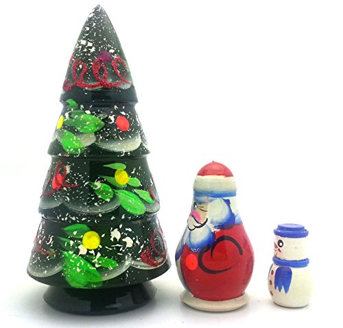 Christmas tree Santa Snowman Russian Nesting Dolls Hand Painted 3 Piece Set