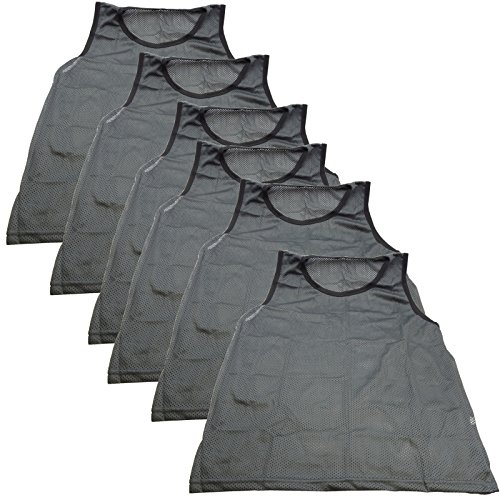 BlueDot Trading Adult Sports Pinnies 6 Scrimmage Training Vests, Grey
