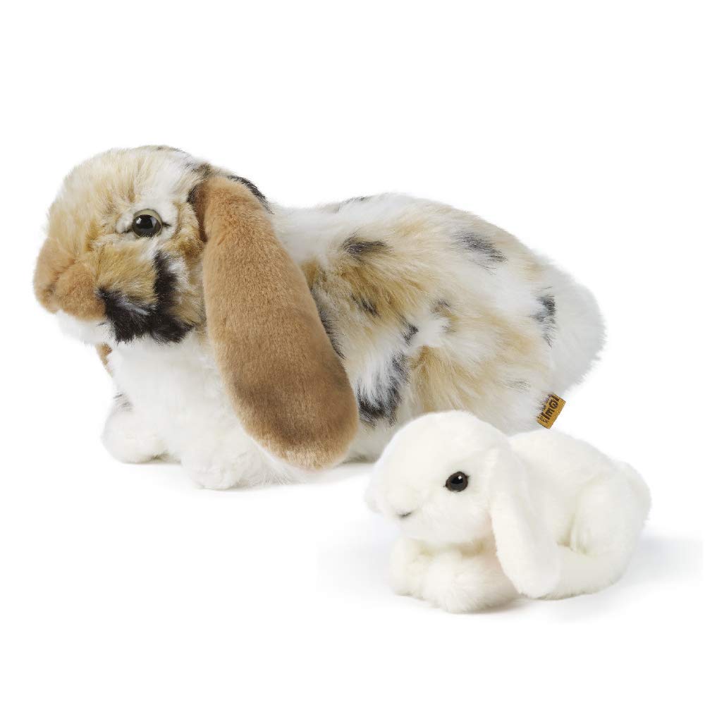 Living Nature Soft Toy Gift Bundle - Brown Dutch Lop Ear Rabbit (30cm) & Baby Bunny (16cm)