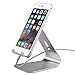 iPhone Desktop Stand,KINGWorld Portable Universal Solid Aluminum Micro-Suction Holder Cradle for E-Readers and Smartphones,Compatible with iPhone/ipad/Samsung Galaxy and Other Cellphones-Sliver
