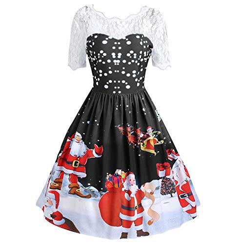 Forthery Christmas Dress Women Vintage Santa Claus Skater Swing Dress |  Desertcart Samoa