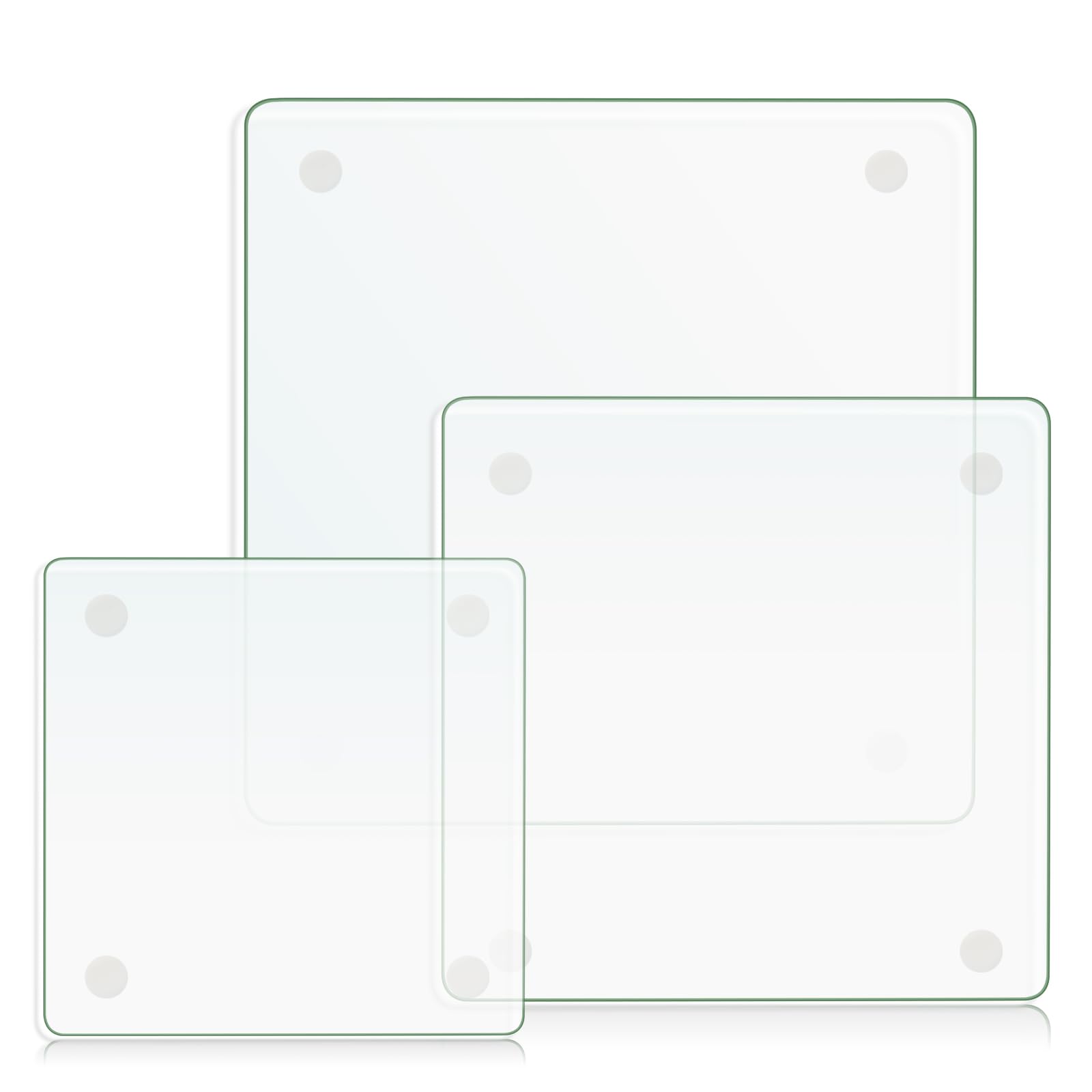 Photo 1 of FAAYUCK Tempered Glass Cutting Board Set, 3 Pack Glass Cutting Board for Kitchen Counter with Non-Slip Feets, Scratch Resistant, Heat Resistant, Easy to Clean (8/10/12 inch)