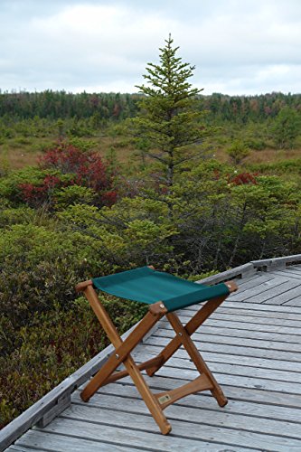 BYER OF MAINE, Pangean, Folding Stool, Hardwood, Easy to Fold and Carry, Wood Folding Stool, Canvas Camp Stool, Perfect for Camping, Matches All Furniture in The Pangean Line, Green, Single (Renewed)