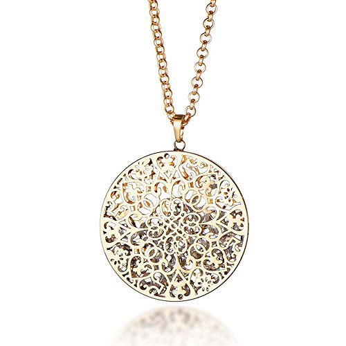 Miweel Love Gold-plated Hollow Round Pendant Necklace