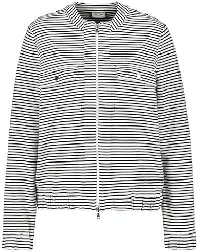 Jacket Knit, Blau/Ecru/Weiss Ringel, 40 