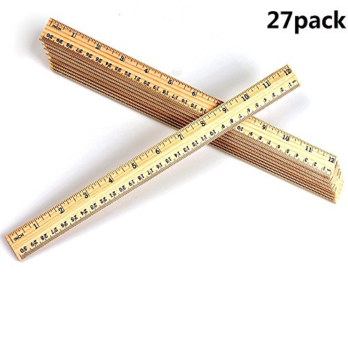 27 Pieces 12 Inch/30 cm Wooden Rulers Student Measuring Rulers Office
