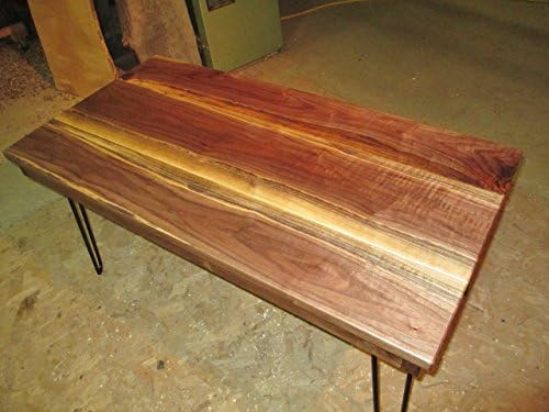 Flamed Walnut Coffee Table with Trapezoid or Hairpin Legs