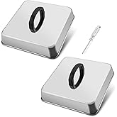 HaSteeL Square Cheese Melting Dome, Stainless Steel 9⅓ x 9⅓ x 2 Inch Steaming Basting Cover, Heavy Duty Griddle Grill Accessories for Flat Top Teppanyaki Cast Iron BBQ Outdoor Kitchen Cooking, 2 Packs