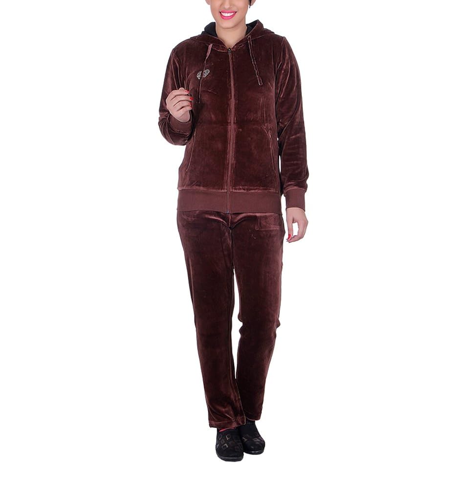 vivid bharti style hood cotton velvet/shearing tracksuit