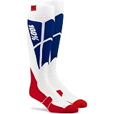 100% Hi Side Performance Moto Socks-White/Blue-L/XL
